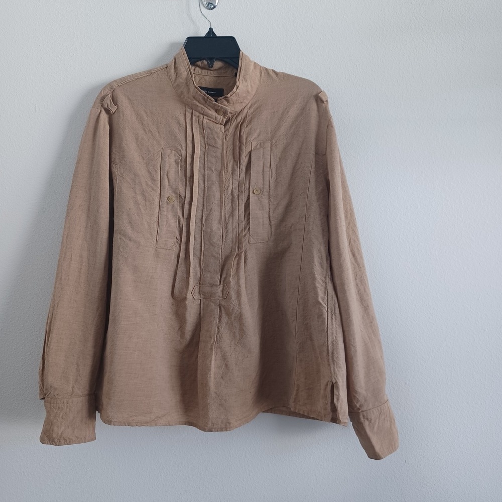 Isabel Marant Virgin Wool & Linen Blend Popover Shirt